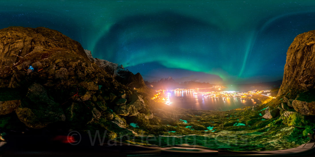 Northern Lights Over Reine 360